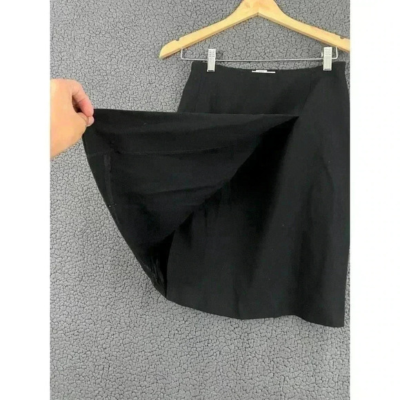 VTG Talbots Black Lined Pencil Wrap Skirt Sz 8 100% Wool Women's - Picture 7 of 9
